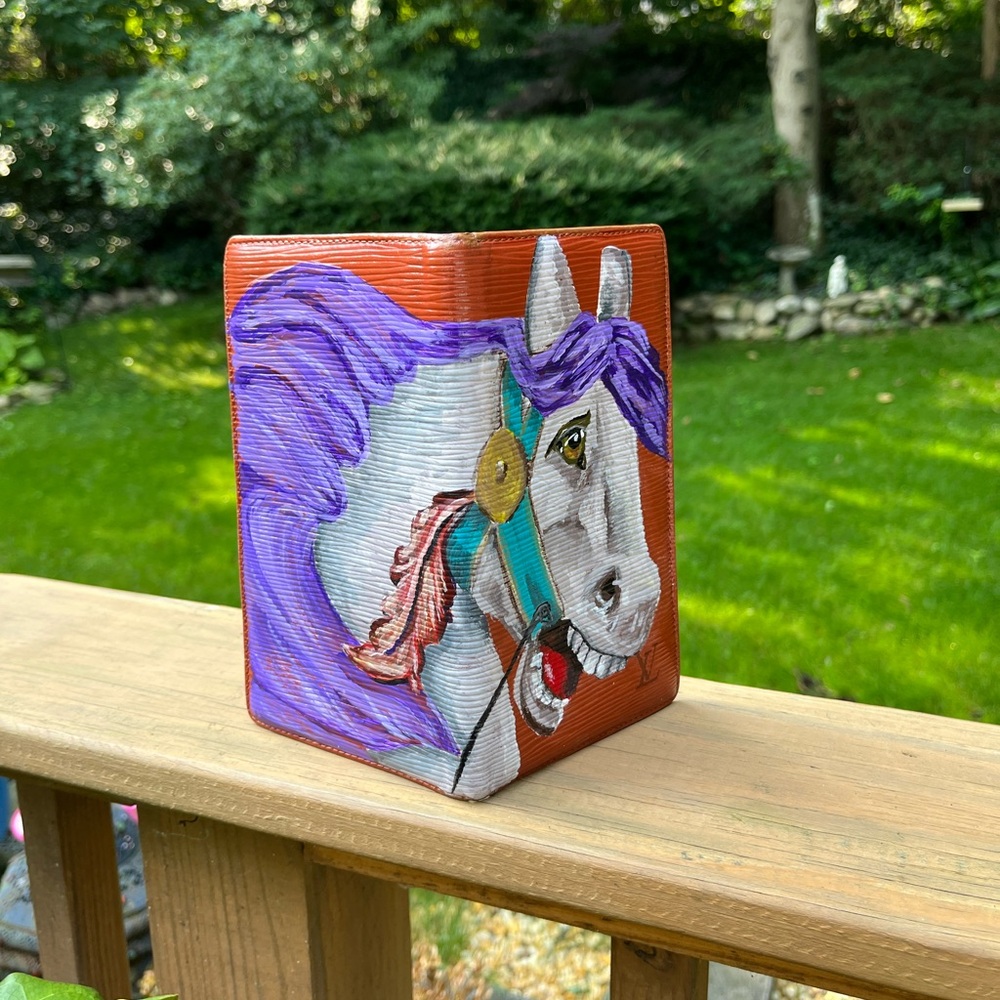 Hand Painted Louis Vuitton Cognac Long Bifold Wallet